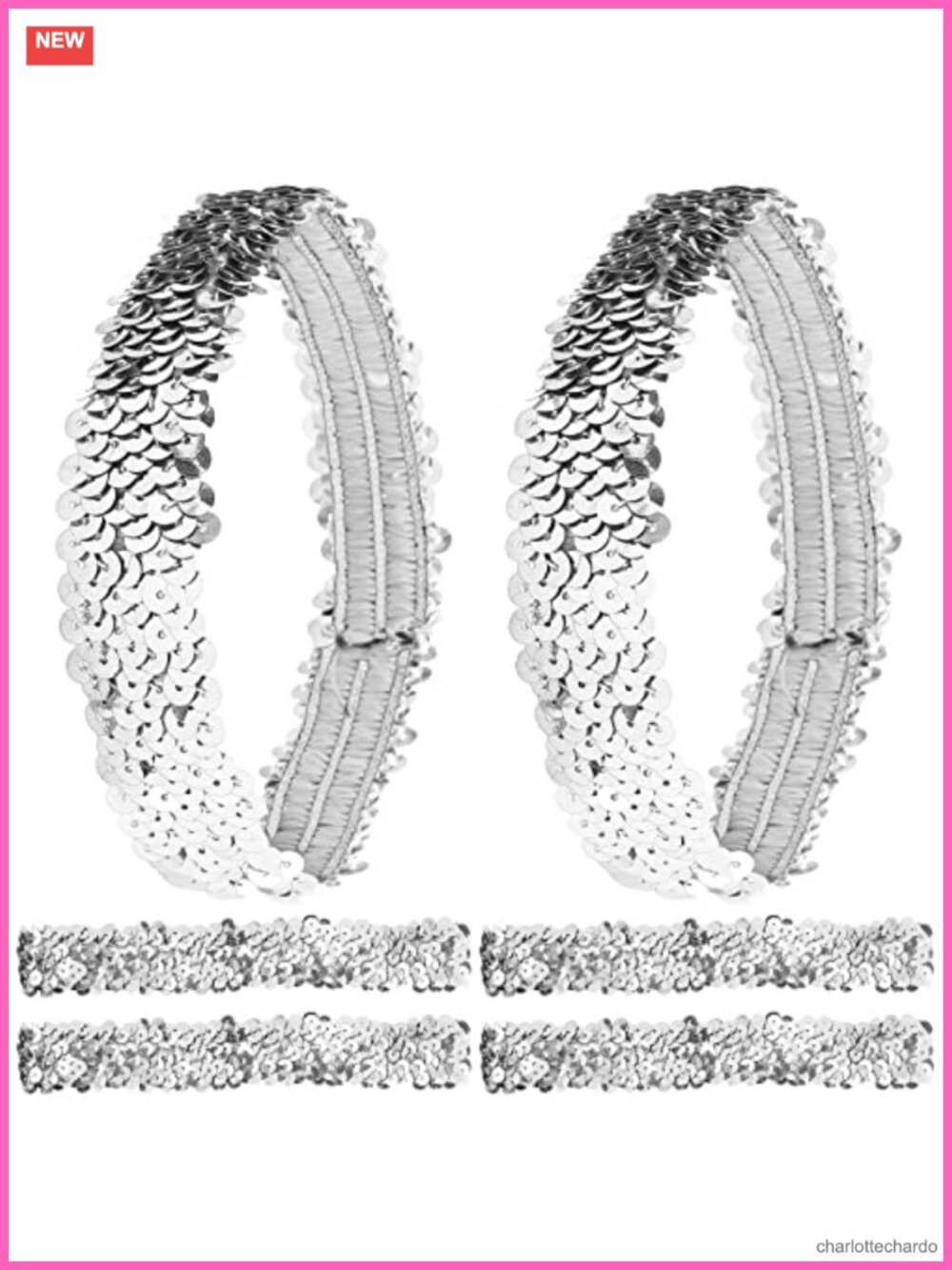 12 Pack Sequin Glitter Headbands Elastic Stretch Sparkle Hair Accessories for
